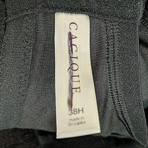 Cacique Lane Bryant Womens Plunge Bra Cotton Blend Plus Size 38H Black - Picture 3 of 6